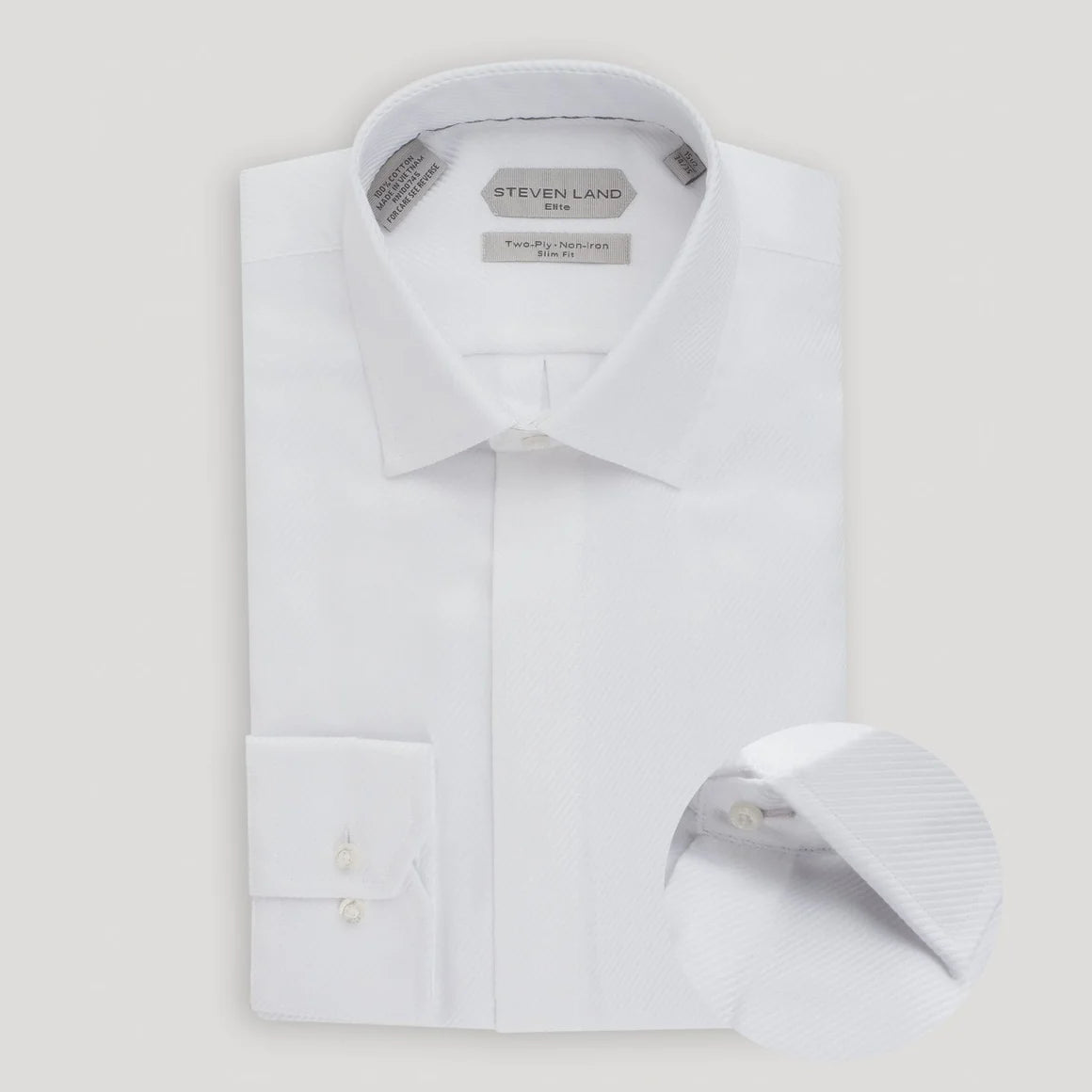Steven Land WW20B Men's Twill Button Cuff Dress Shirt