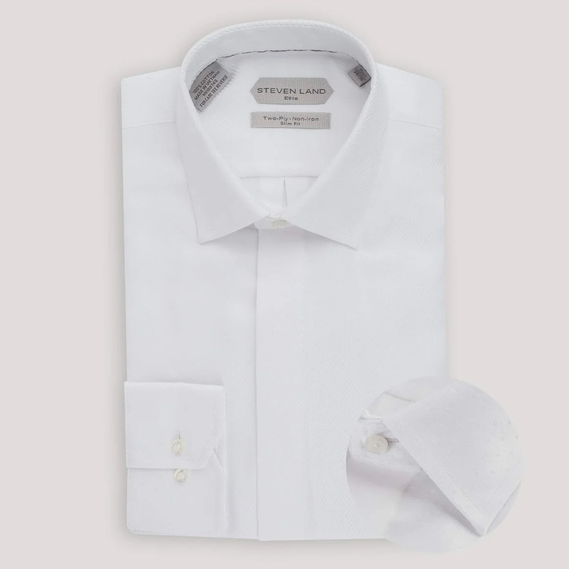 Steven Land WW43B Men's Non-Iron Button Cuff Dress Shirt
